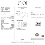 Solitaire in white gold with cushion-cut lab-grown diamond, 5.11 carats.