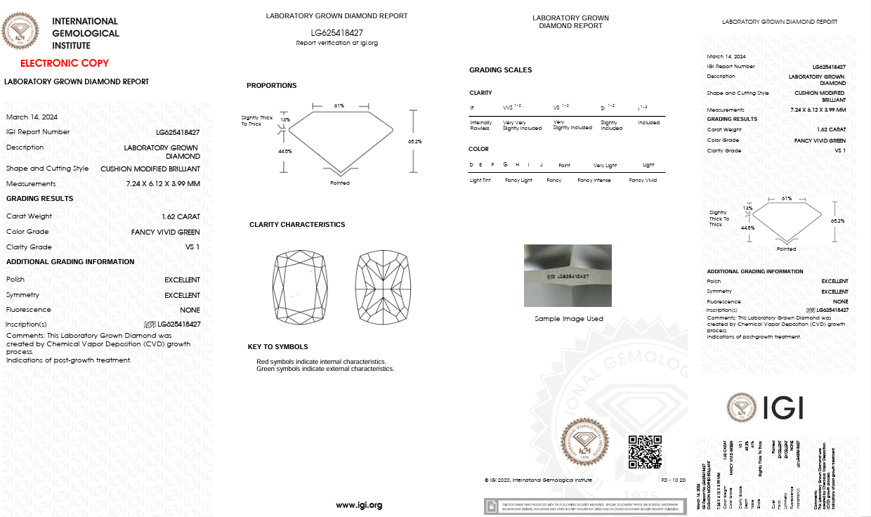 Anello Trilogy in oro bianco con diamante Lab-Grown fancy green e Diamanti Lab-Grown.