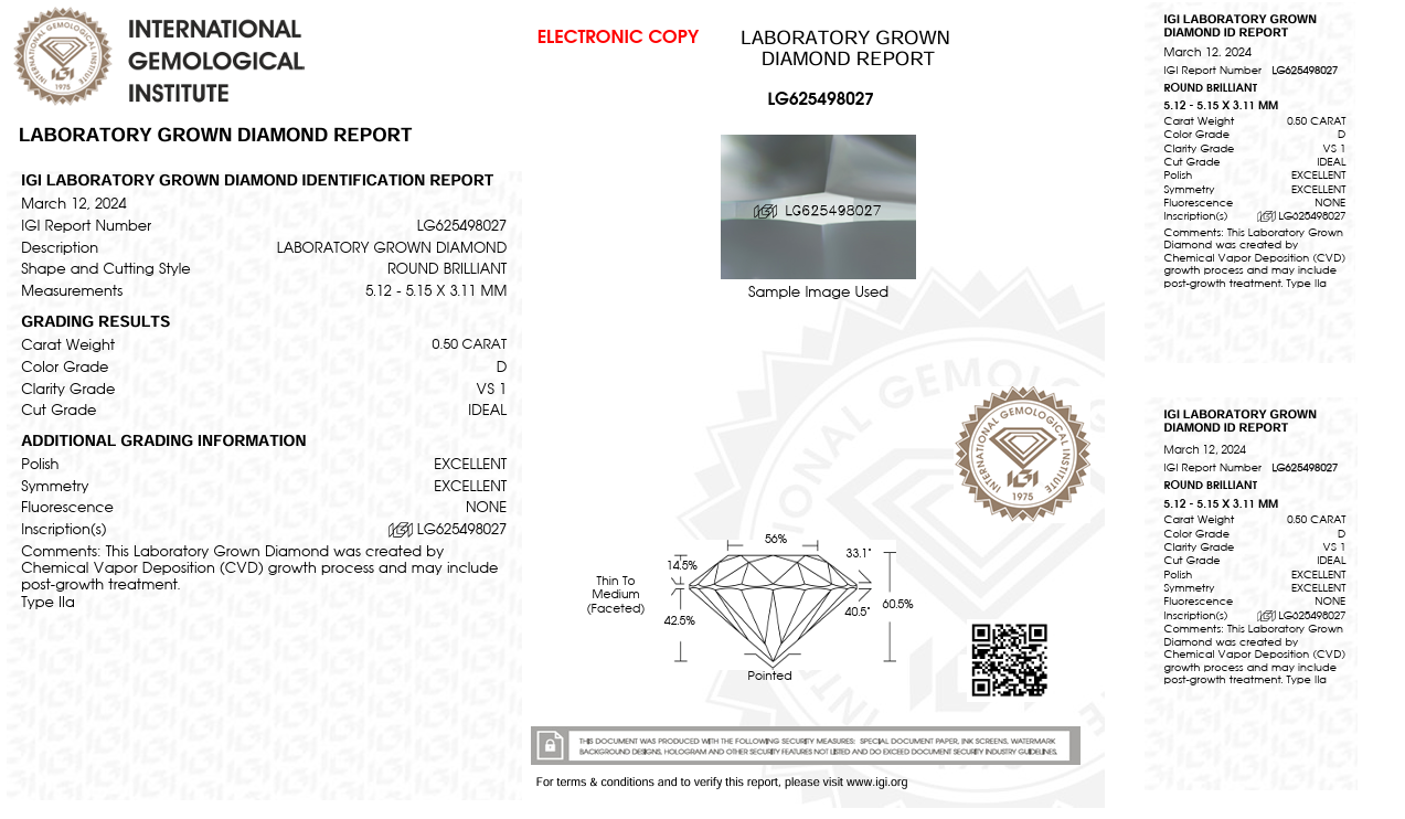 Solitario in oro bianco con diamante Lab-Grown taglio brillante, 0,50 carati.