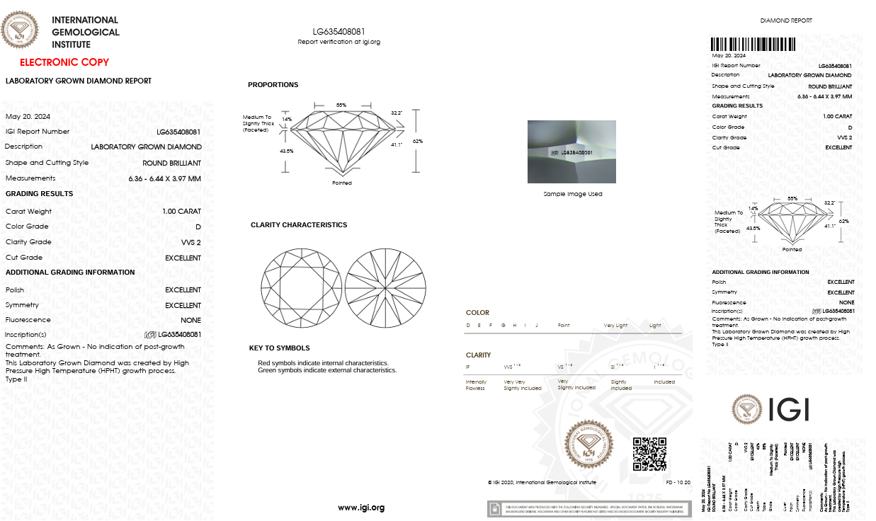 Solitario in oro giallo con diamante Lab-Grown taglio brillante, 1,00 carati.