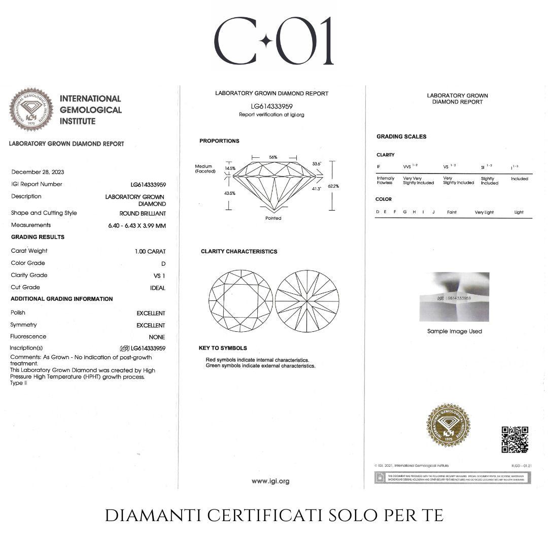 Girocollo in oro bianco con diamanti lab-grown taglio brillante e taglio goccia, 1,20 carati.