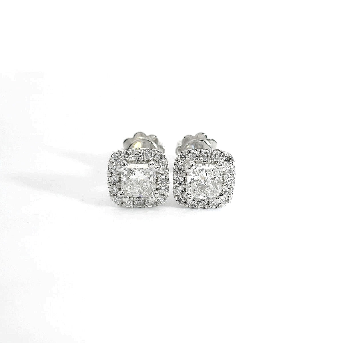 Orecchini dreams in oro bianco e diamanti lab-grown taglio princess e brillante, 1,82ct.