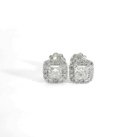Orecchini dreams in oro bianco e diamanti lab-grown taglio princess e brillante, 1,82ct.