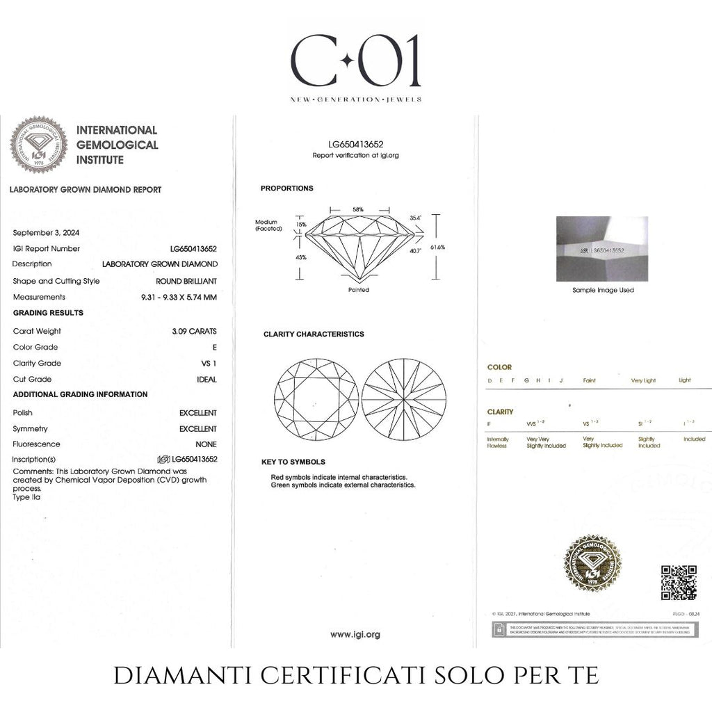 White gold band with brilliant-cut lab-grown diamonds, 5.26 carats.