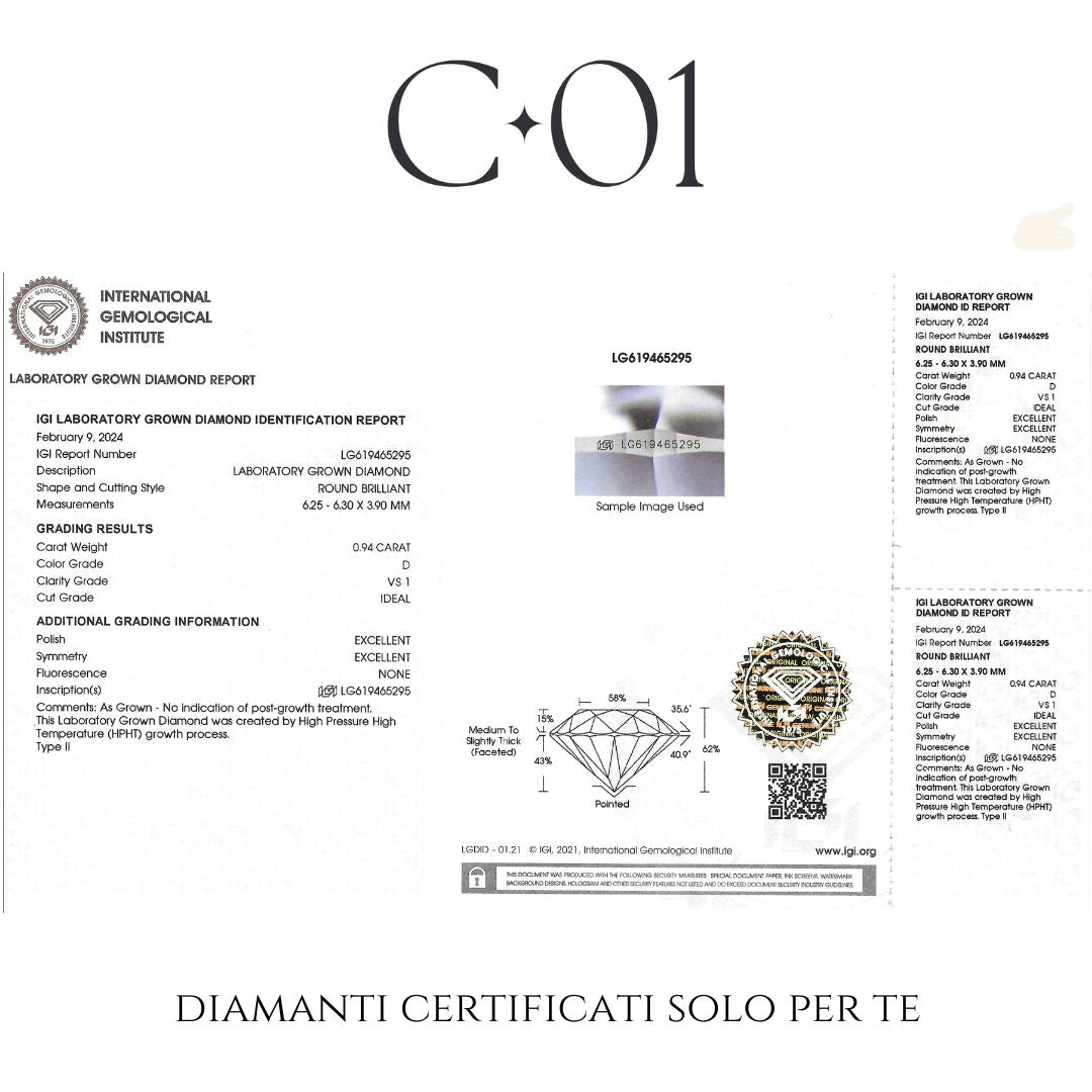 Trilogy in oro bianco e diamanti Lab-grown taglio brillante, 2,84 carati