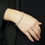 White gold wire tennis bracelet with brilliant-cut lab-grown diamonds, 5.54 carats.