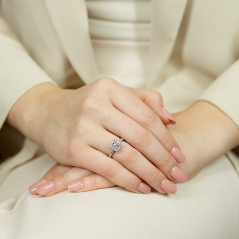 Anello dreams princess in oro bianco con diamanti lab-grown taglio brillante, 1,48 carati.