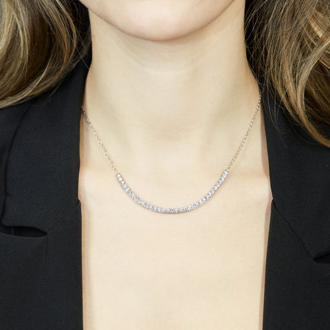 Girocollo tennis in oro bianco e diamanti Lab-grown taglio brillante, 1,96 carati.