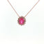 Girocollo in oro rosa con zaffiro rosa Lab-Grown taglio ovale e diamanti Lab-Grown taglio brillante.