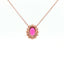 Girocollo in oro rosa con zaffiro rosa Lab-Grown taglio ovale e diamanti Lab-Grown taglio brillante.