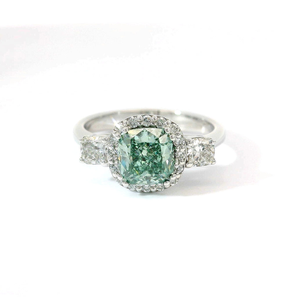 Trilogy One of One – Fancy Green Cushion Halo