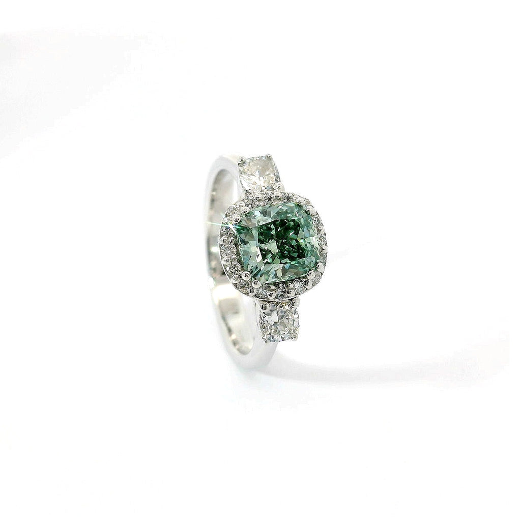 Trilogy One of One – Fancy Green Cushion Halo