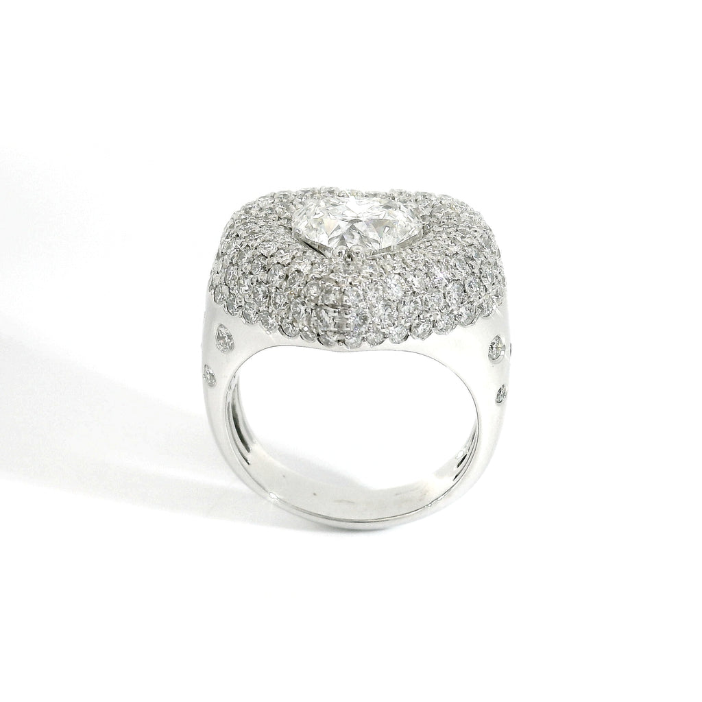 White gold band with brilliant-cut lab-grown diamonds, 5.26 carats.