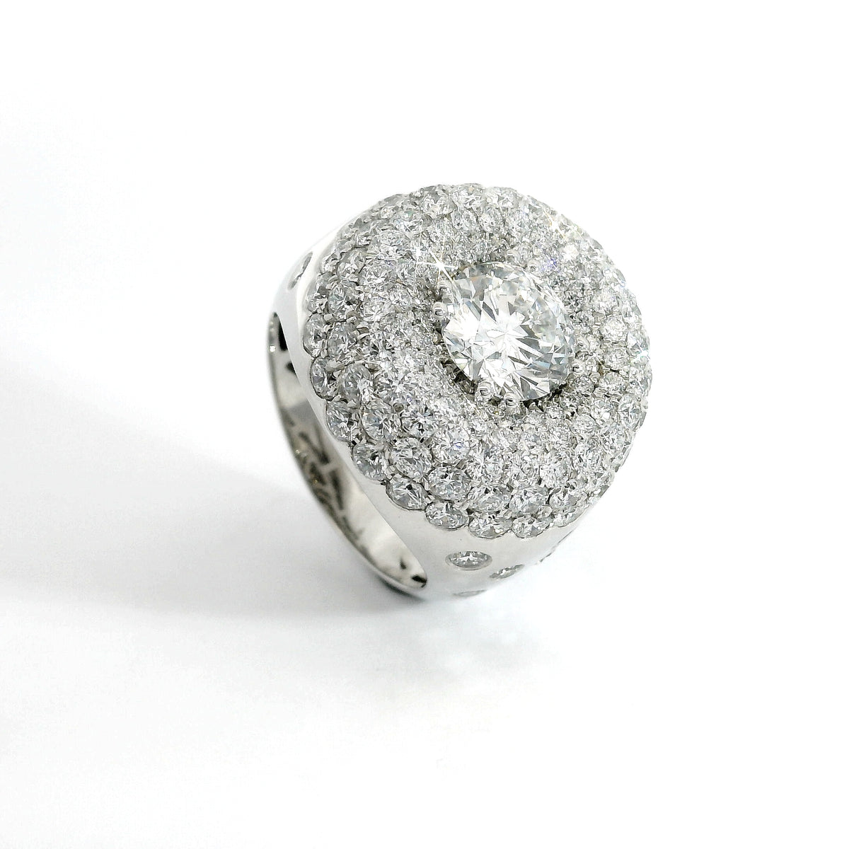 White gold band with brilliant-cut lab-grown diamonds, 5.26 carats.