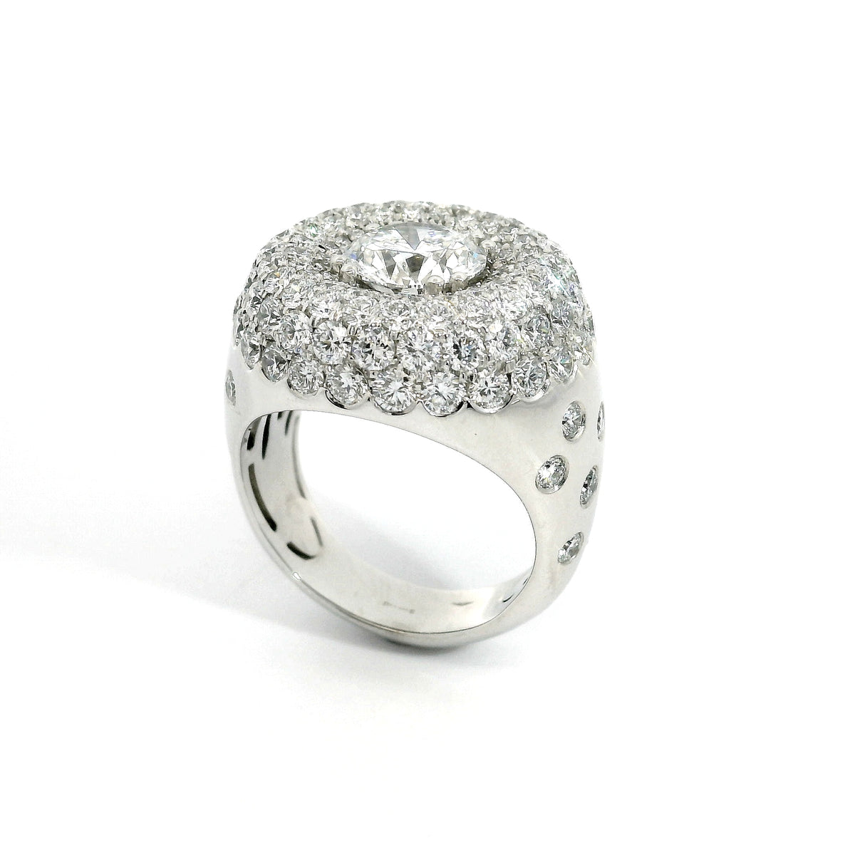 White gold band with brilliant-cut lab-grown diamonds, 5.26 carats.
