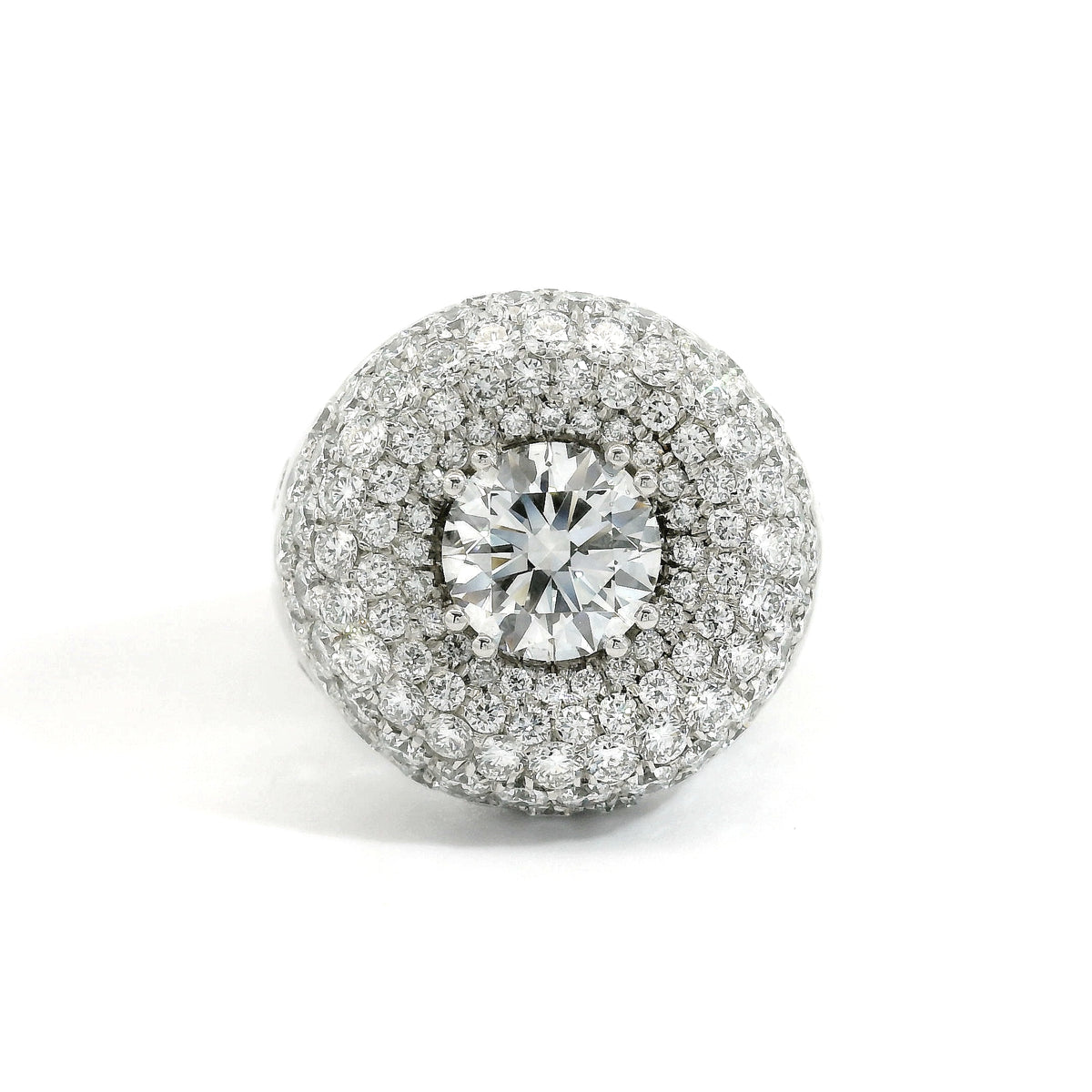White gold band with brilliant-cut lab-grown diamonds, 5.26 carats.