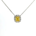 Girocollo dreams in oro bianco e diamante lab-grown taglio cuscino fancy yellow e taglio brillante, 1,12 carati.
