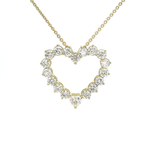 Girocollo a cuore in oro giallo e diamanti lab-grown taglio brillante e taglio cuore, 2,39 carati.