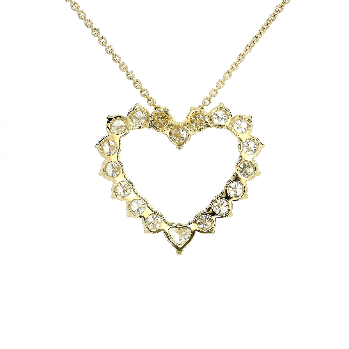 Girocollo a cuore in oro giallo e diamanti lab-grown taglio brillante e taglio cuore, 2,39 carati.