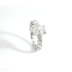 Solitaire with radiant cut lab-grown diamond and brilliant cut lab-grown diamonds on the shank, 3.81 carats.