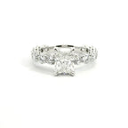 Solitaire with radiant cut lab-grown diamond and brilliant cut lab-grown diamonds on the shank, 3.81 carats.