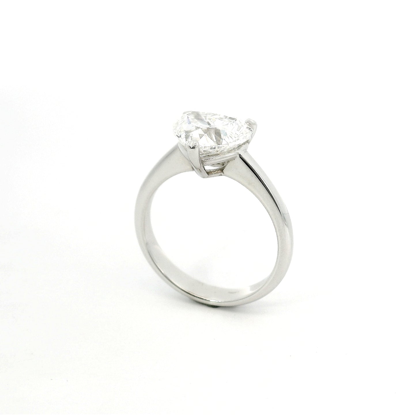Solitaire with heart-cut lab-grown diamond, 3.01 carats.