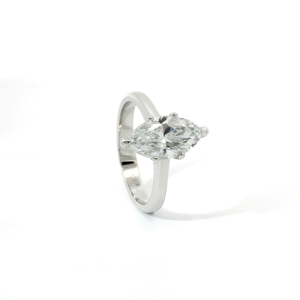 Solitaire with a marquise-cut lab-grown diamond, 2.04 carats.