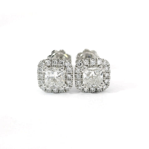 Orecchini Dreams Princess in oro bianco e diamanti lab-grown taglio Princess e Brillante, 1,80 carati.