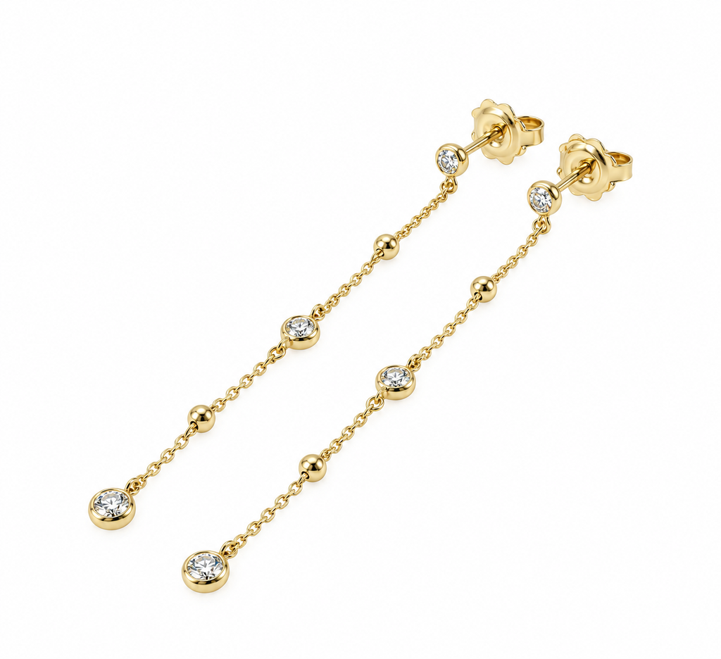 Orecchini Pendenti In Argento 925 con Diamanti Lab-Grown Taglio Brillante