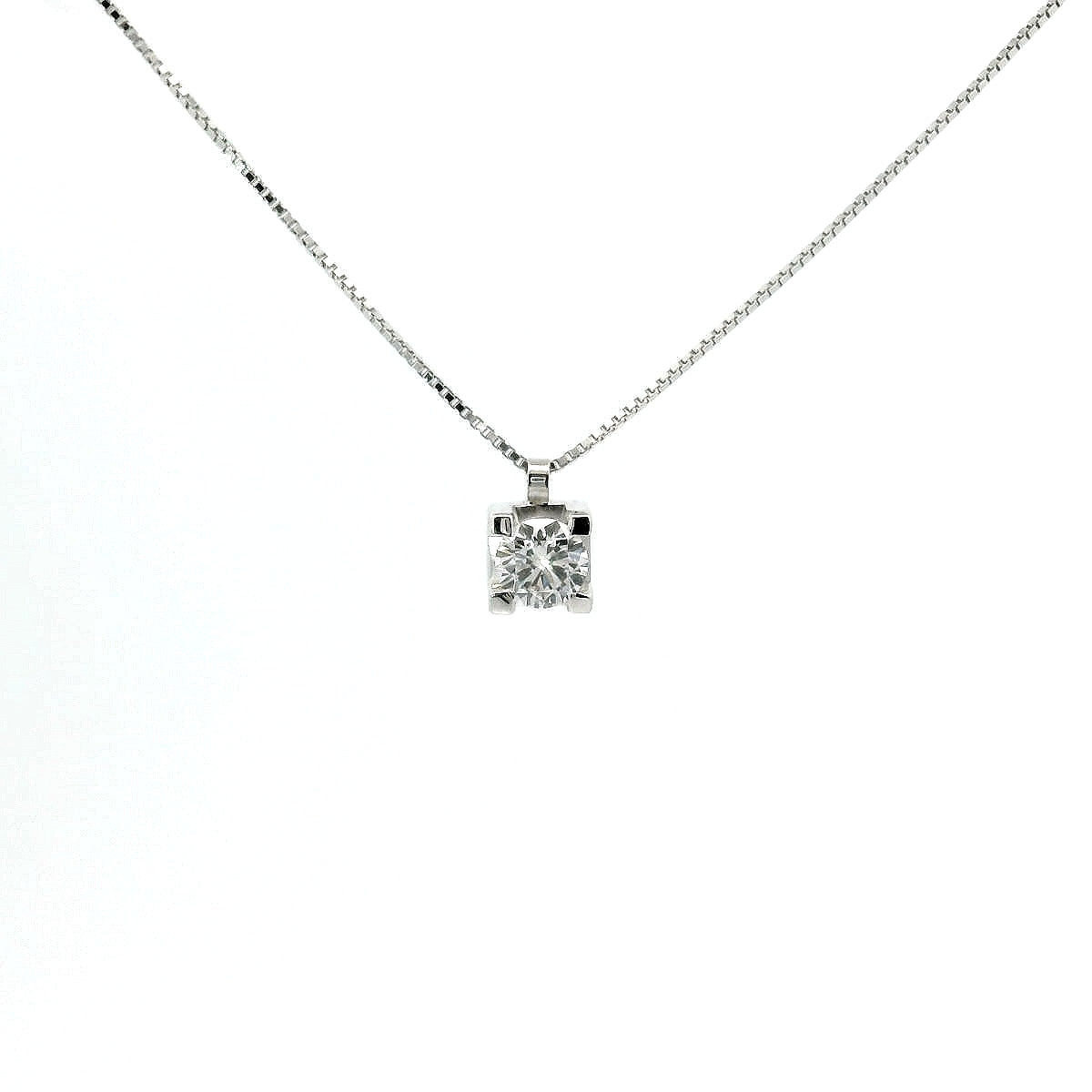 Girocollo punto luce in oro bianco e diamante Lab-Grown taglio brillante, 0,25 carati.