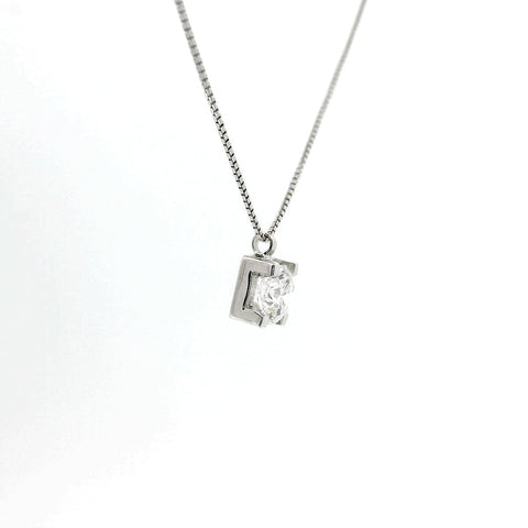 Girocollo punto luce in oro bianco e diamante lab-grown taglio brillante, 0,50 carati.