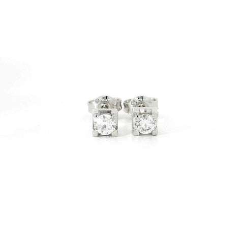 Orecchini punto luce oro bianco con diamanti lab-grown taglio brillante, 0,41 carati.