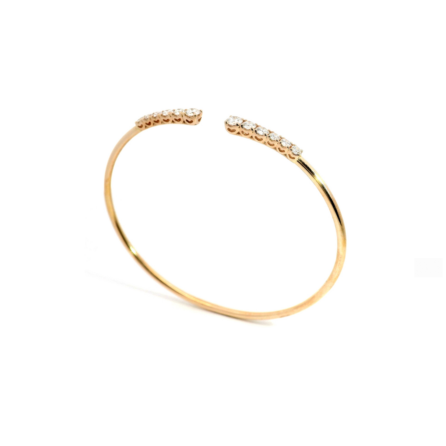Bracciale rigido aperto in oro rosa e diamanti lab-grown taglio brillante, 0,99 carati.
