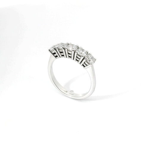 Fedina 5 pietre in oro bianco e diamanti Lab-grown taglio brillante, 1,08 carati.