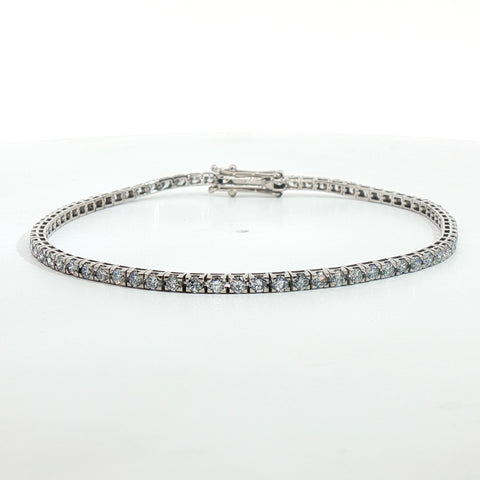 Bracciale tennis in oro bianco con diamanti Lab-Grown taglio brillante, 2,23 carati.