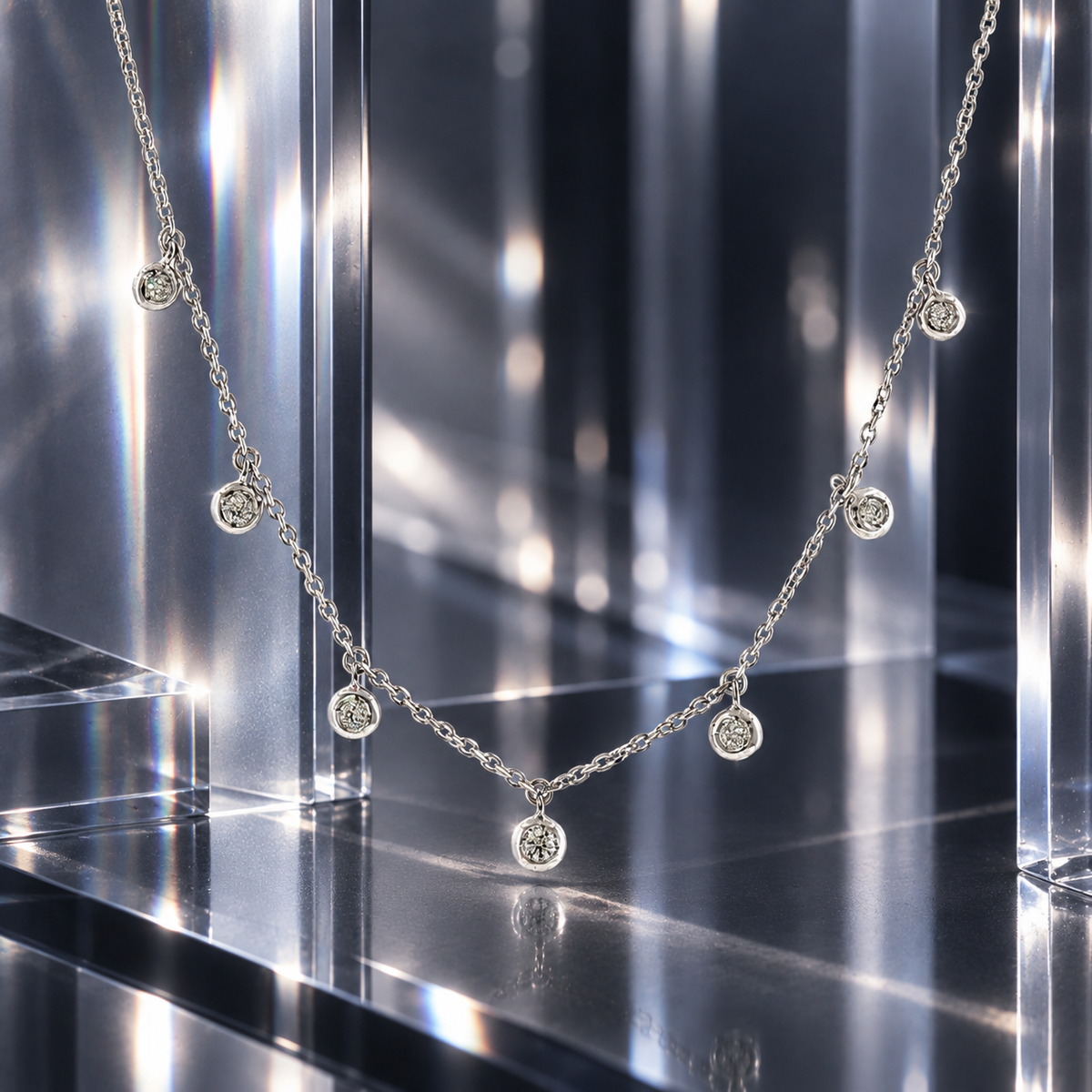 Girocollo con Spot di Diamanti Lab-Grown in Argento 925