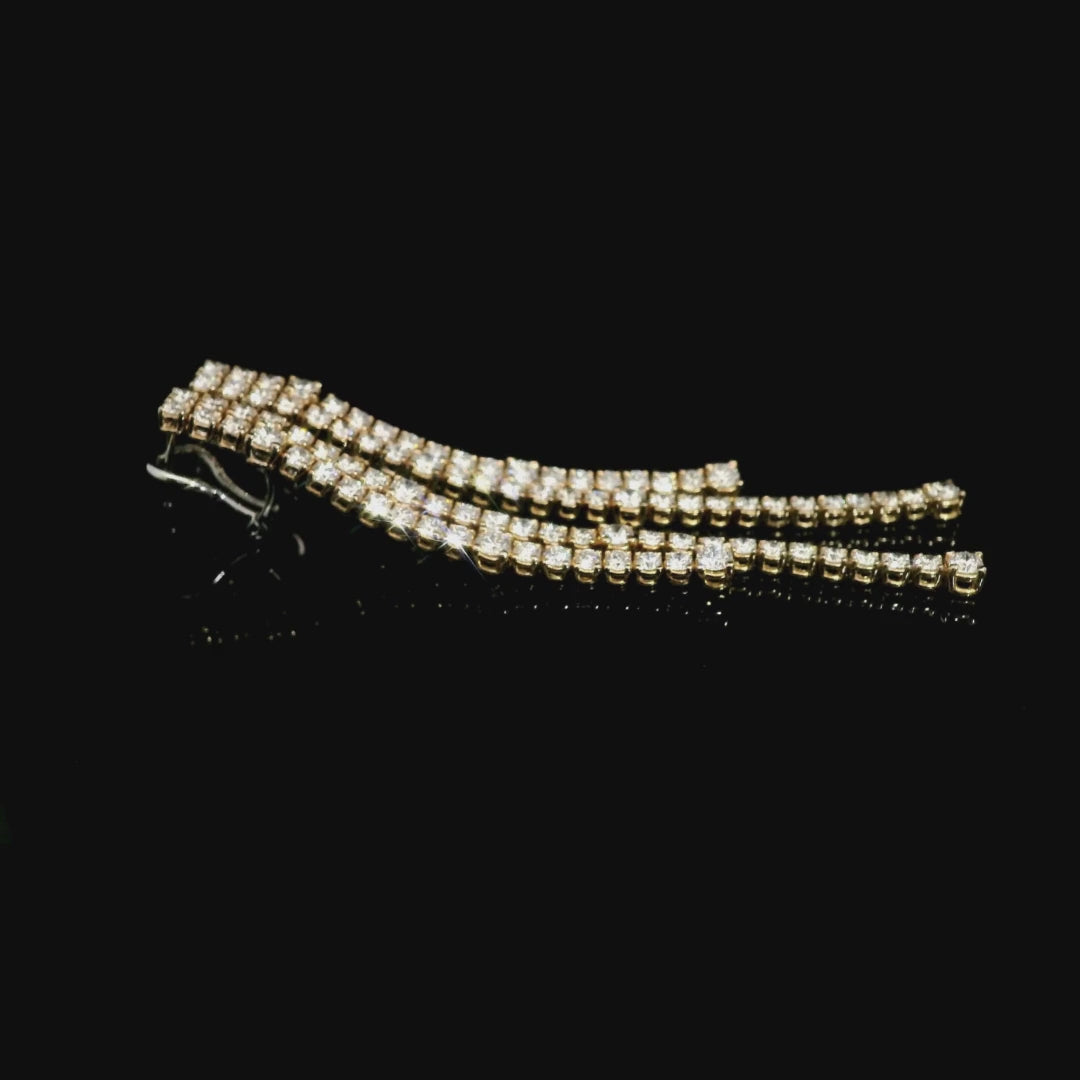 Orecchini Tennis a filo con spot in oro rosa con diamanti lab-grown taglio brillante, 4,80 carati.