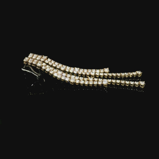 Orecchini Tennis a filo con spot in oro rosa con diamanti lab-grown taglio brillante, 4,80 carati.