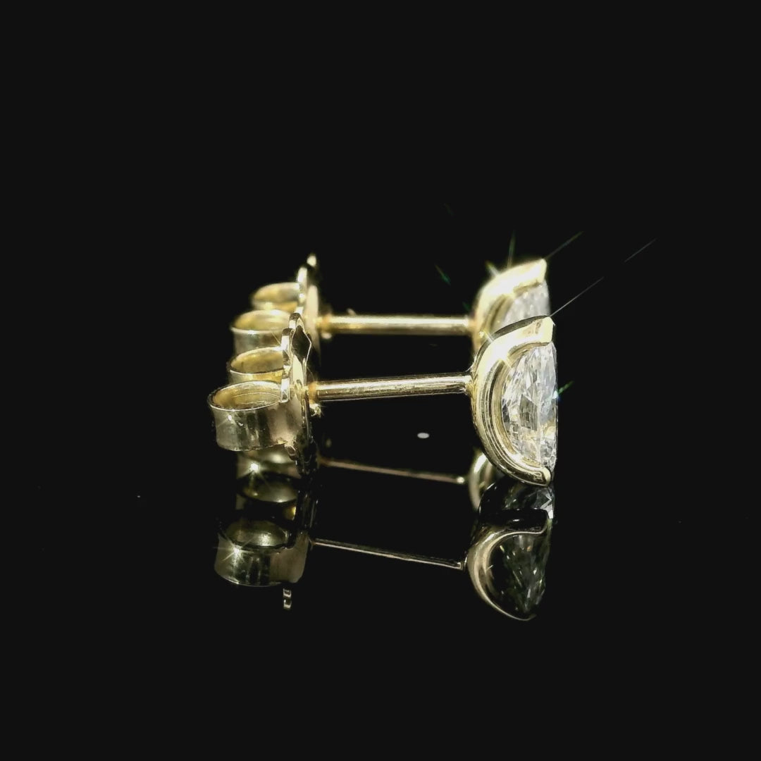 Point light earrings with heart-cut lab-grown diamonds, 0.72 carats.