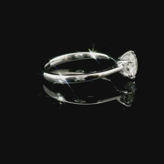 Solitario in oro bianco con diamante lab-grown taglio brillante, 1,00 carati.