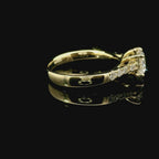 White gold solitaire with brilliant-cut diamonds on the shank, 1.08 carats.