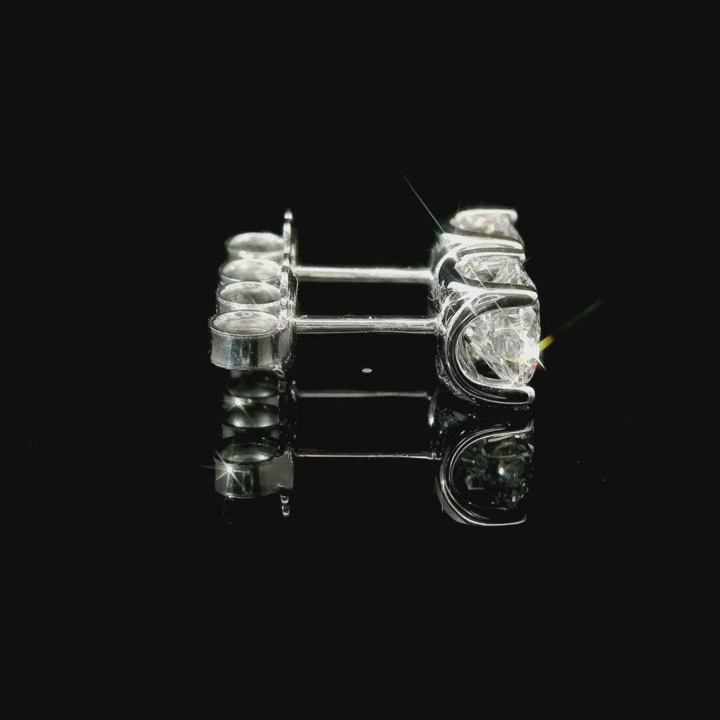White gold stud earrings with brilliant-cut lab-grown diamonds, 2.01 carats.