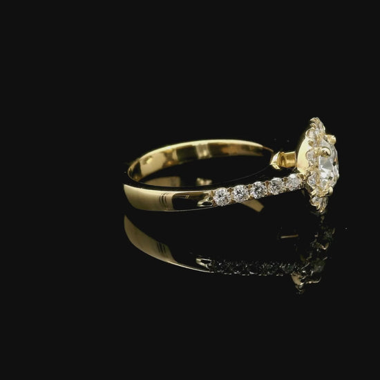 Dreams round ring in yellow gold with brilliant-cut lab-grown diamonds, 1.65 carats.