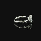 Solitaire in white gold with oval-cut lab-grown diamond, 1.54 carats.