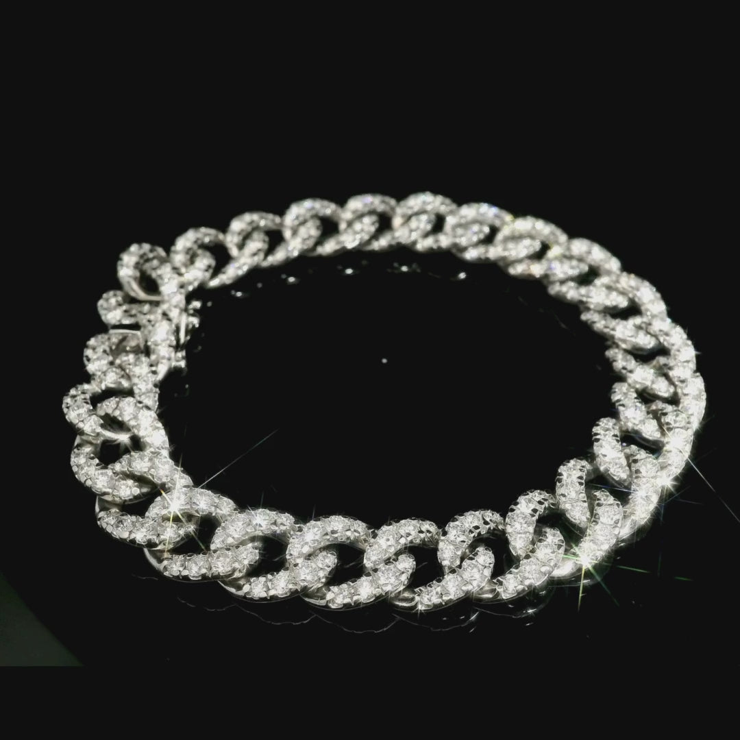 Bracciale groumette in oro bianco con diamanti lab-grown taglio brillante, 5,91 carati.