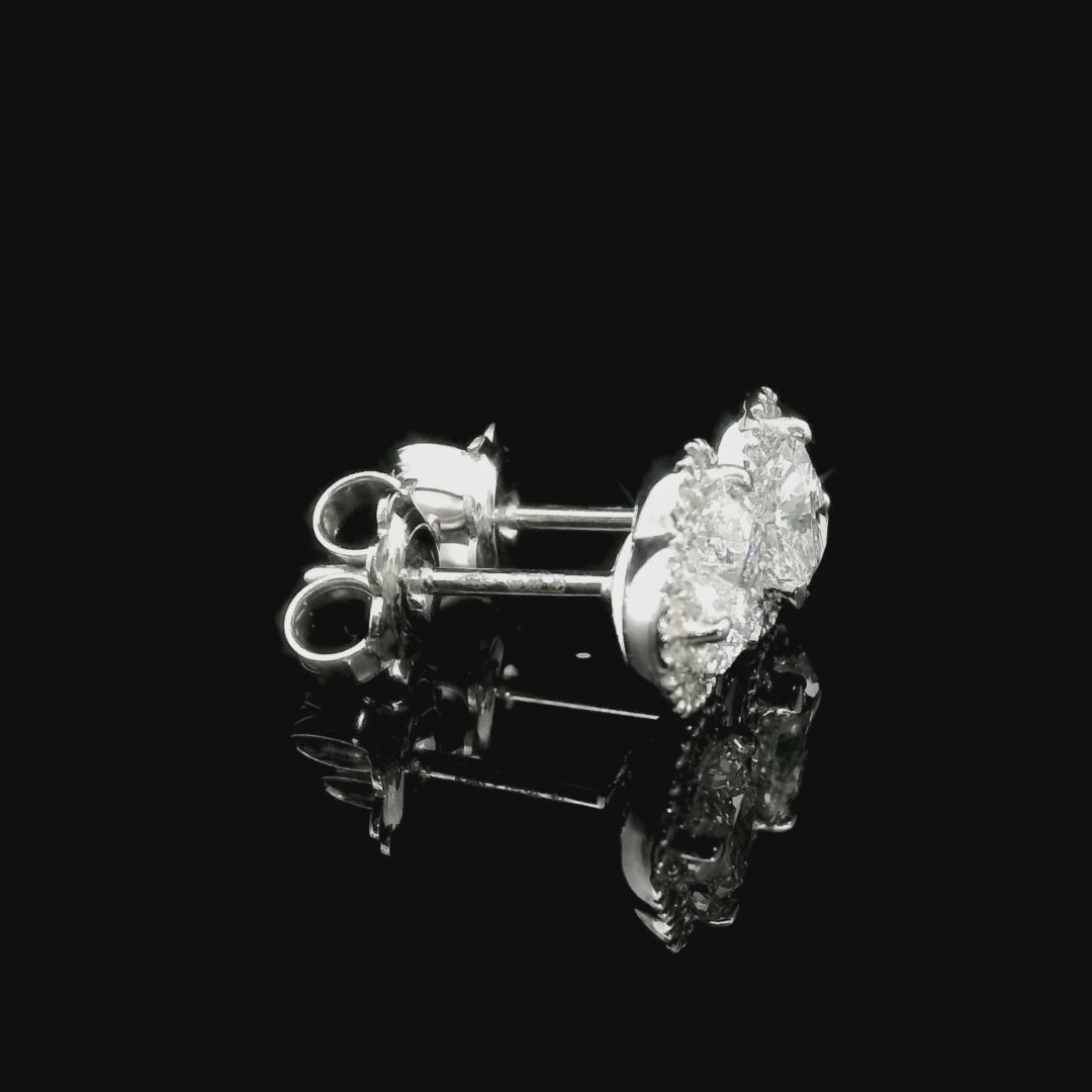 White gold earring with heart-cut lab-grown diamond with contour, 1.97 carats. 