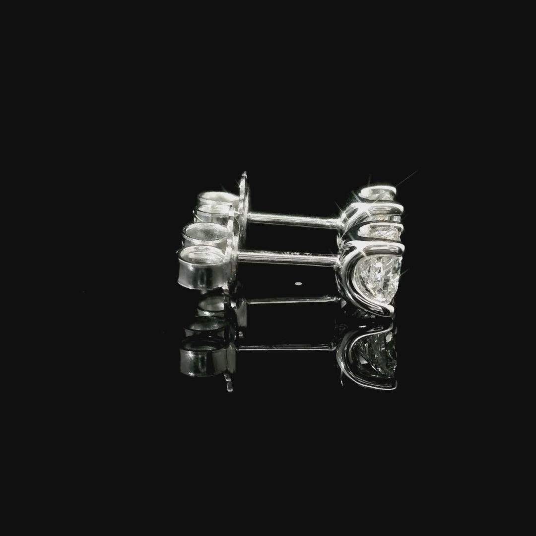 White gold stud earrings with emerald-cut lab-grown diamond, 2.07 carats.