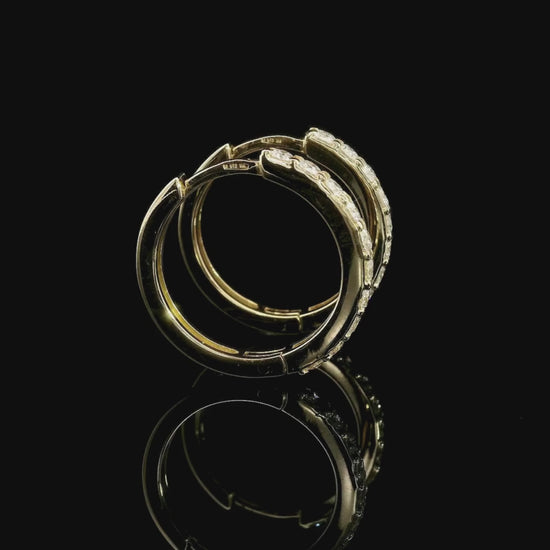 Orecchini a cerchio in oro giallo con diamanti lab-grown taglio brillante, 0,75 carati.