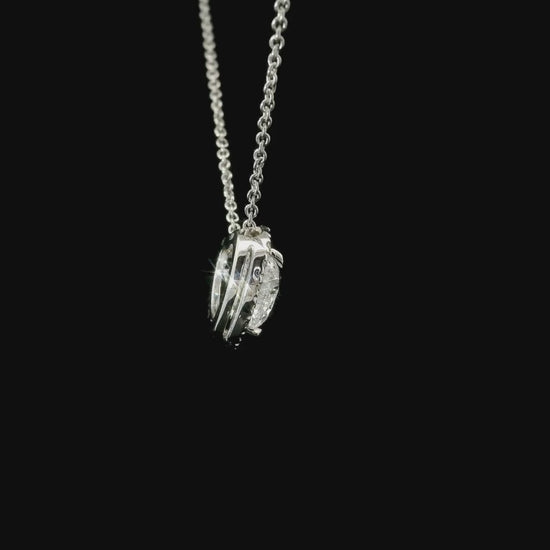White gold choker with heart-cut lab-grown diamond and brilliant-cut lab-grown diamond surround, 1.15 carats.