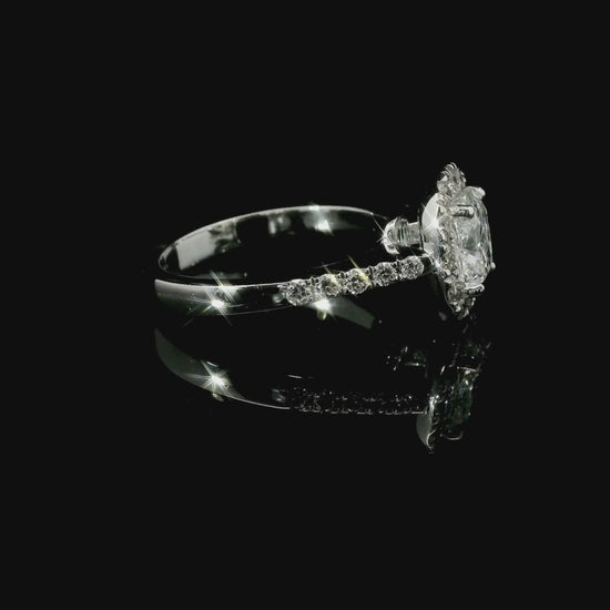 Anello Dreams cuscino in oro bianco con diamanti lab-grown taglio brillante, 2,08 carati.